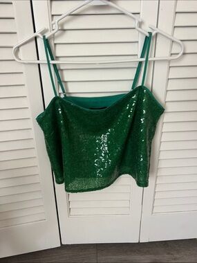 J. Crew Green Sequin Cowl Neck Camisole